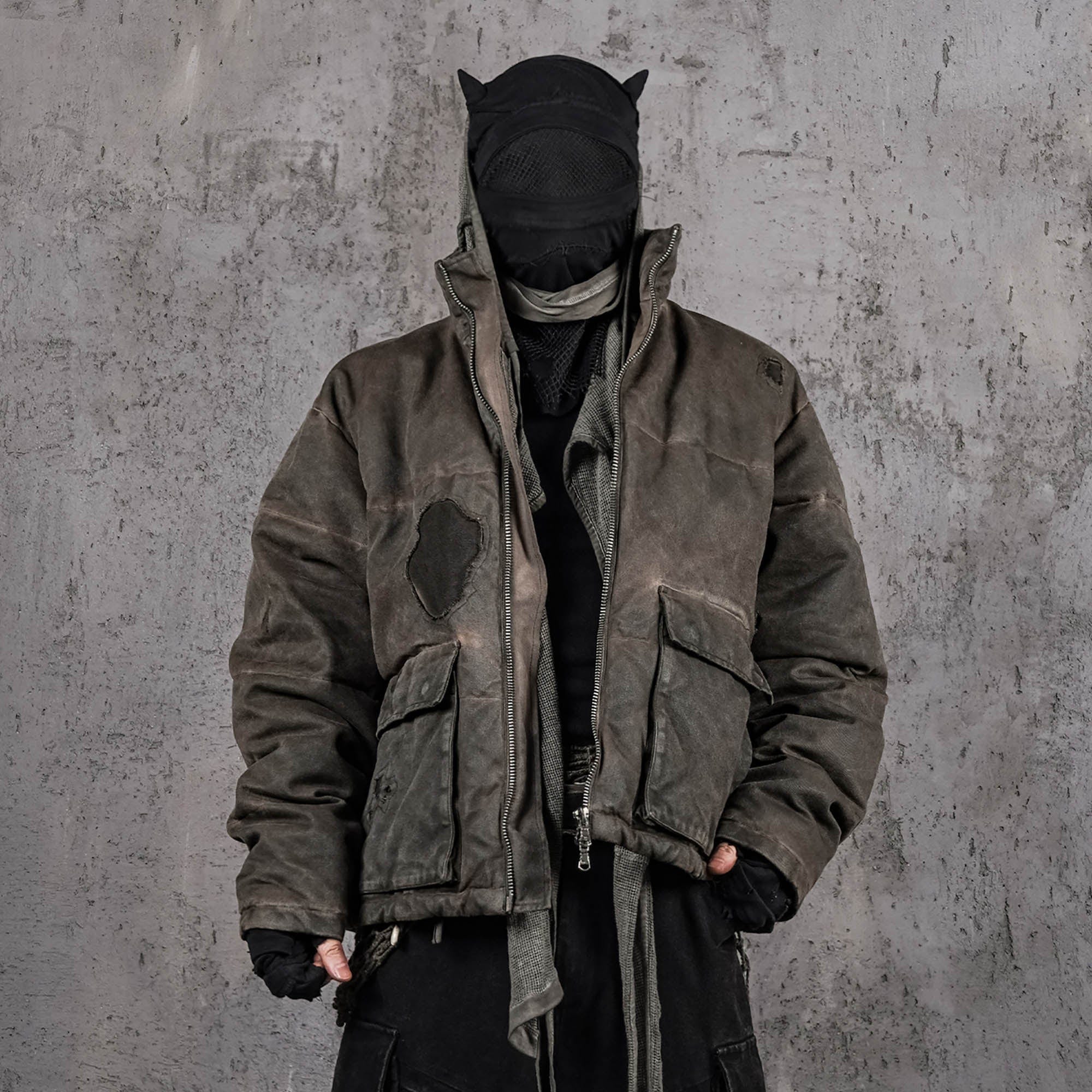 UNDERWATER Distressed Wanderer Patchwork Padded Jacket-Jacket-S-Free Shipping Leatheretro