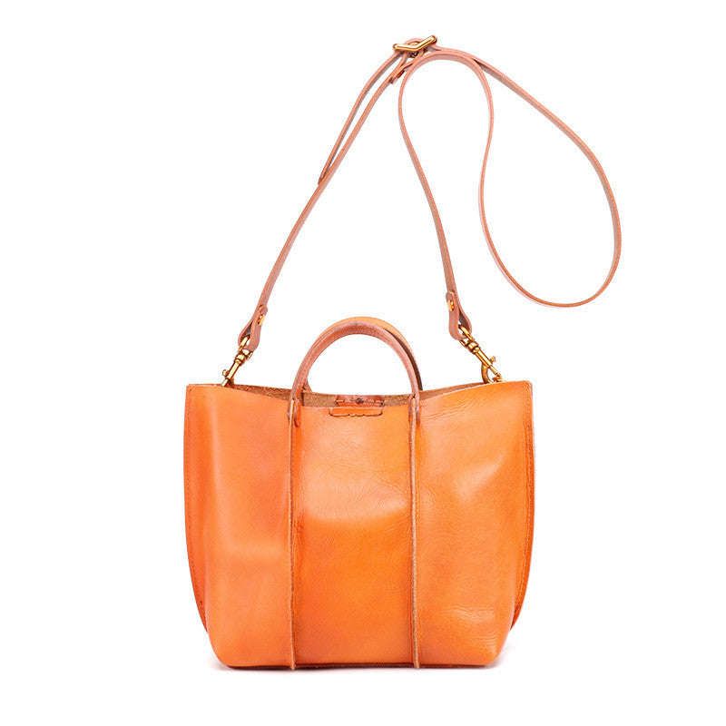 Premium Cowhide Leather Shoulder Tote Bag - Modern Bucket Style Shoulder Bags-Shoulder Bag-Brown-Free Shipping Leatheretro