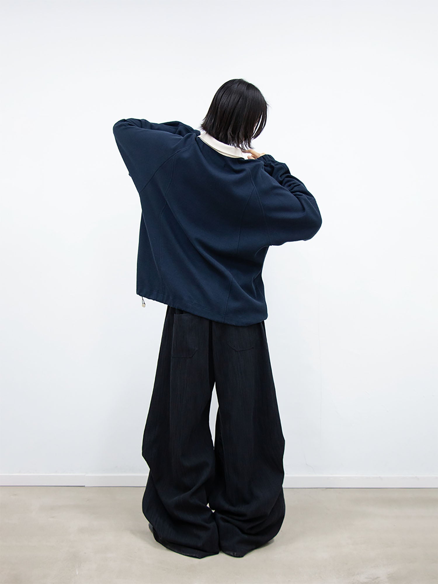 RELABEL Raglan Drawstring-Hem Polo Sweatshirt-Jacket-XS-Light Gray-Free Shipping Leatheretro
