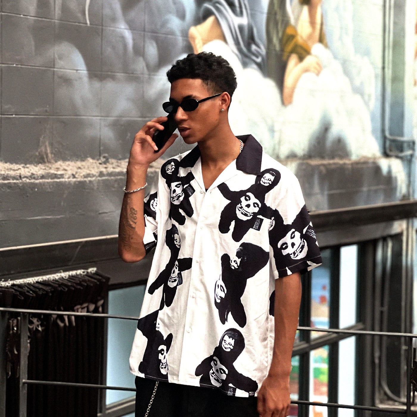 WCC Ghost Face Full Print Cuban Half Shirt-Half shirt-M-Free Shipping Leatheretro