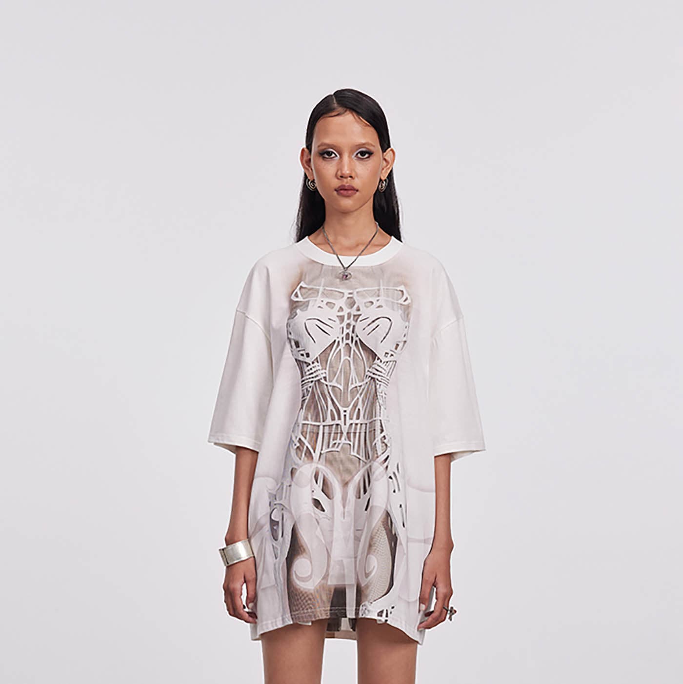 DAMAGE ASIA Skeleton Corset Full-Print T-Shirt-T Shirt-One Size-Free Shipping Leatheretro