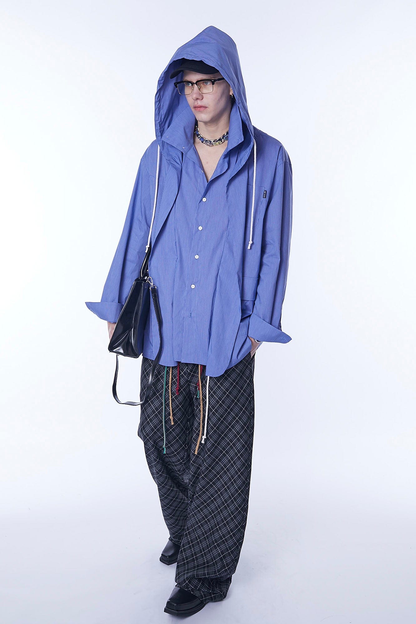 ASSEEN Deconstructed Layered Placket Oversized Hood Shirt-Shirt-S-Free Shipping Leatheretro