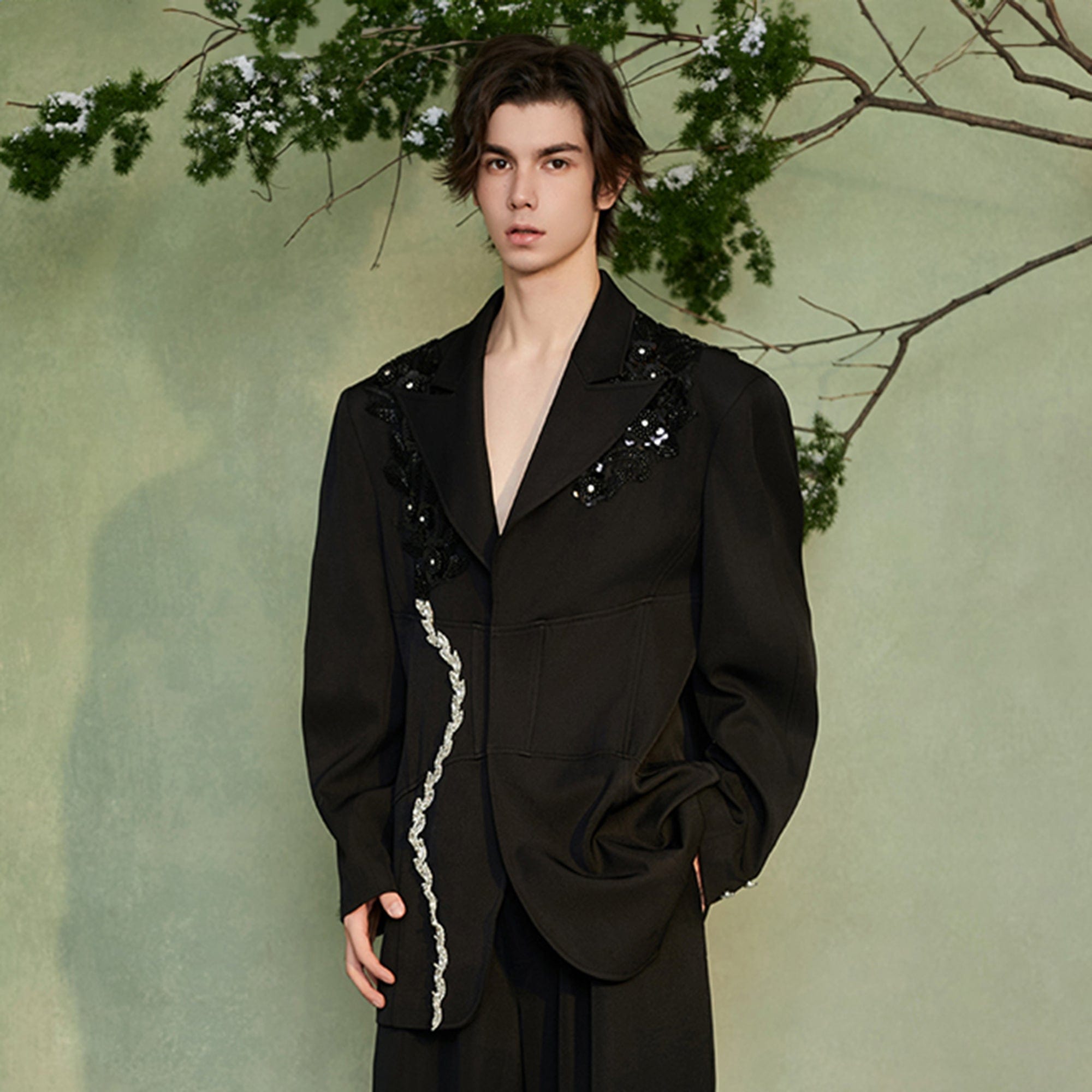 JIECHI The Midnight Floral Blazer-Jacket-M-Free Shipping Leatheretro