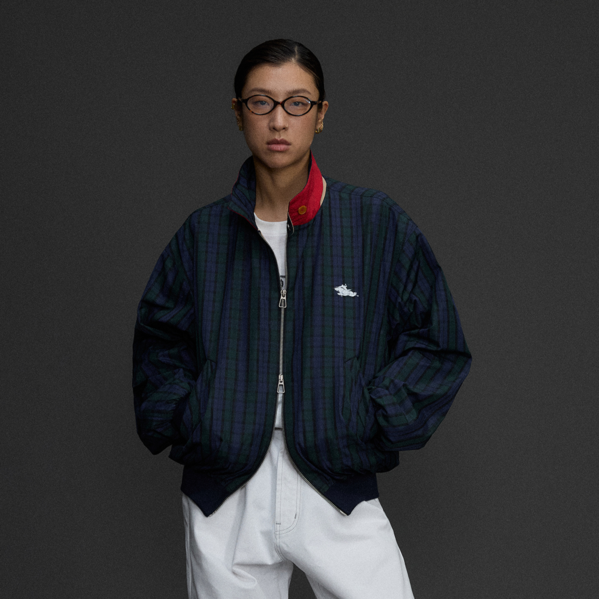 NIANJIUYIKOUER Deer Graphic Plaid Harrington Jacket-Jacket-S-Free Shipping Leatheretro