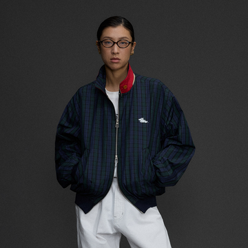 NIANJIUYIKOUER Deer Graphic Plaid Harrington Jacket-Jacket-S-Free Shipping Leatheretro