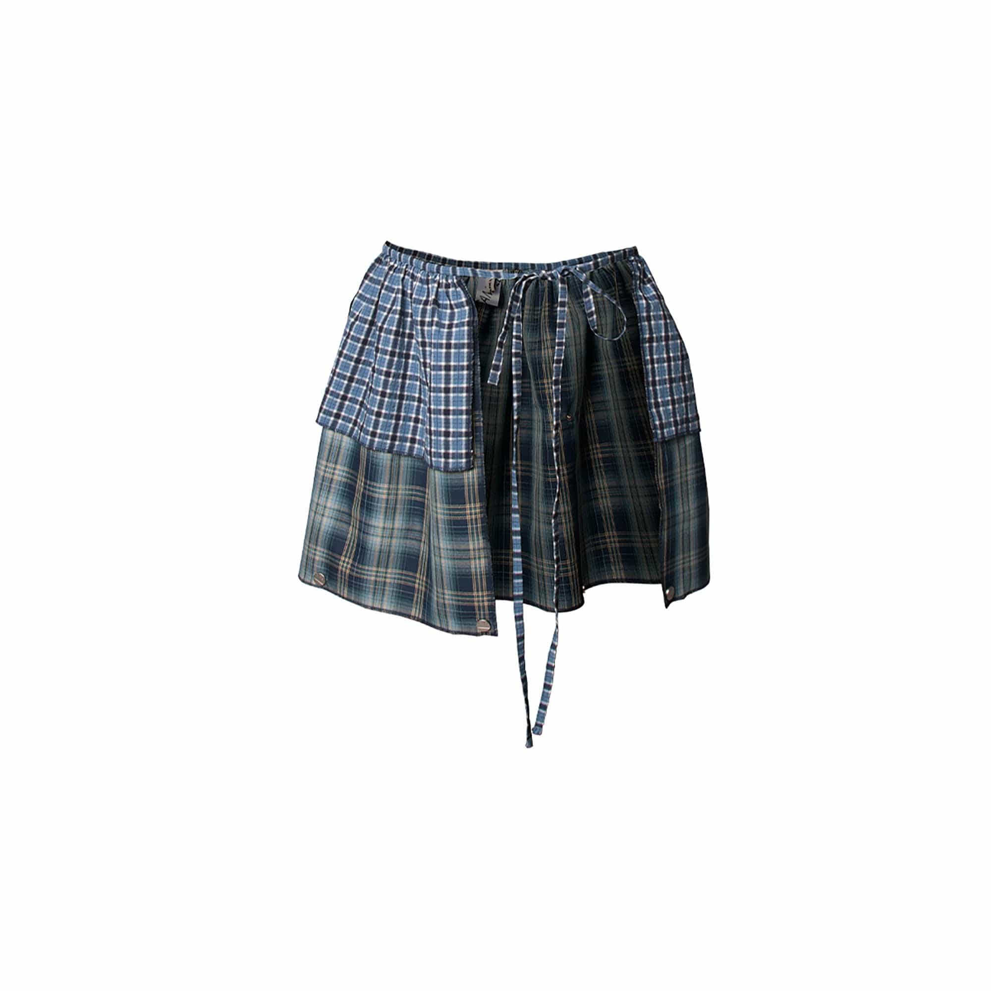 RELABEL Multi-Wear Plaid Layered Draped Skirt-Shorts-One Size-Free Shipping Leatheretro
