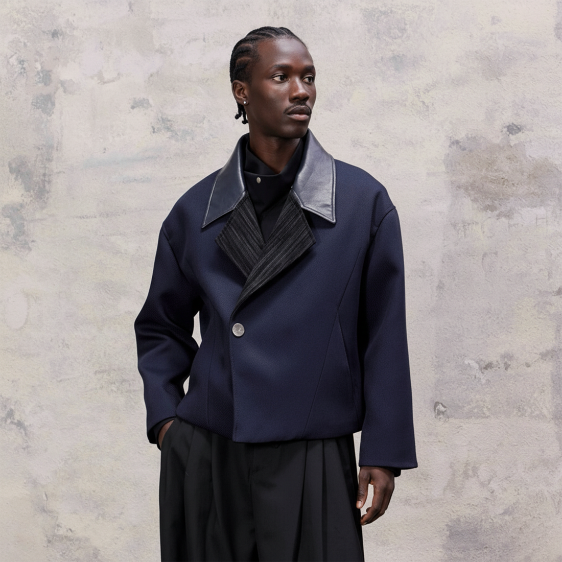 ALVNG AR ANTS Structured Wool-Blend Paneled Collar Jacket-Jacket-S-Free Shipping Leatheretro