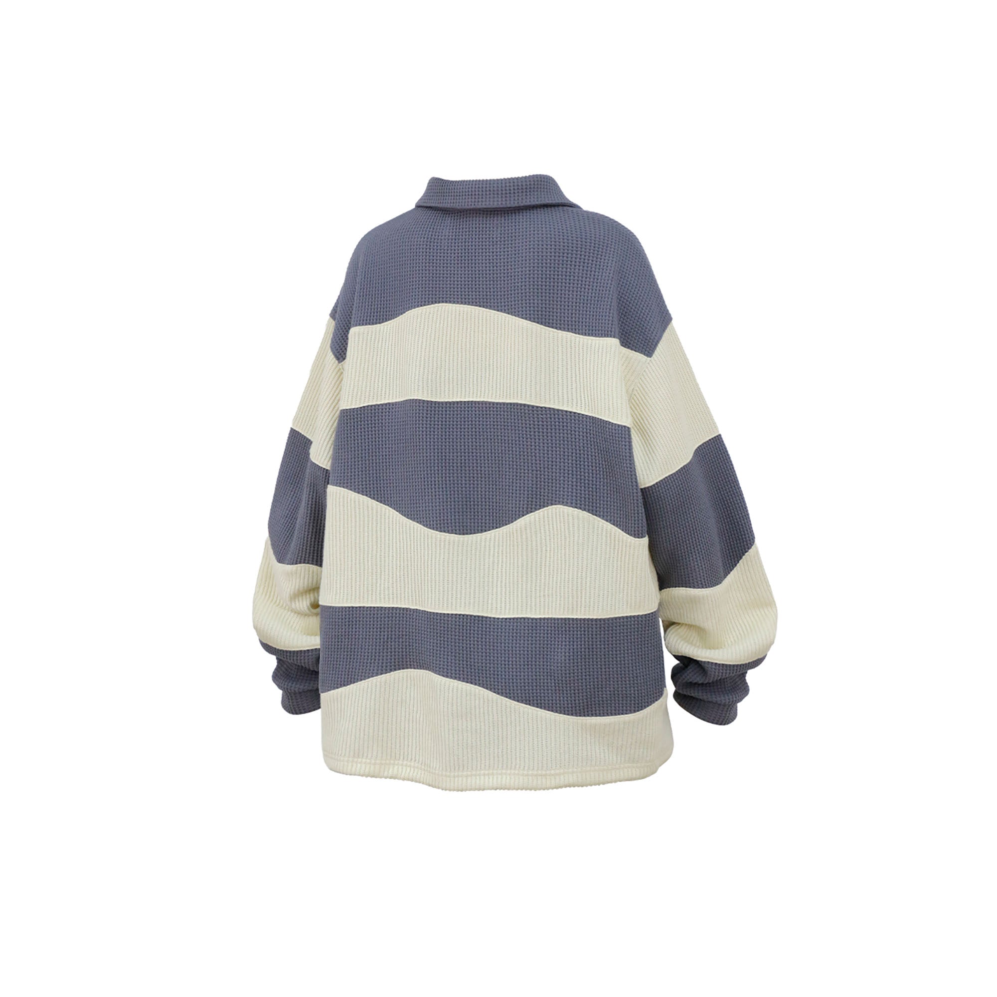 RELABEL Waffle-Knit Stripe Lace-Up Sweatshirt-Sweatshirt-XS (Preorder)-Free Shipping Leatheretro