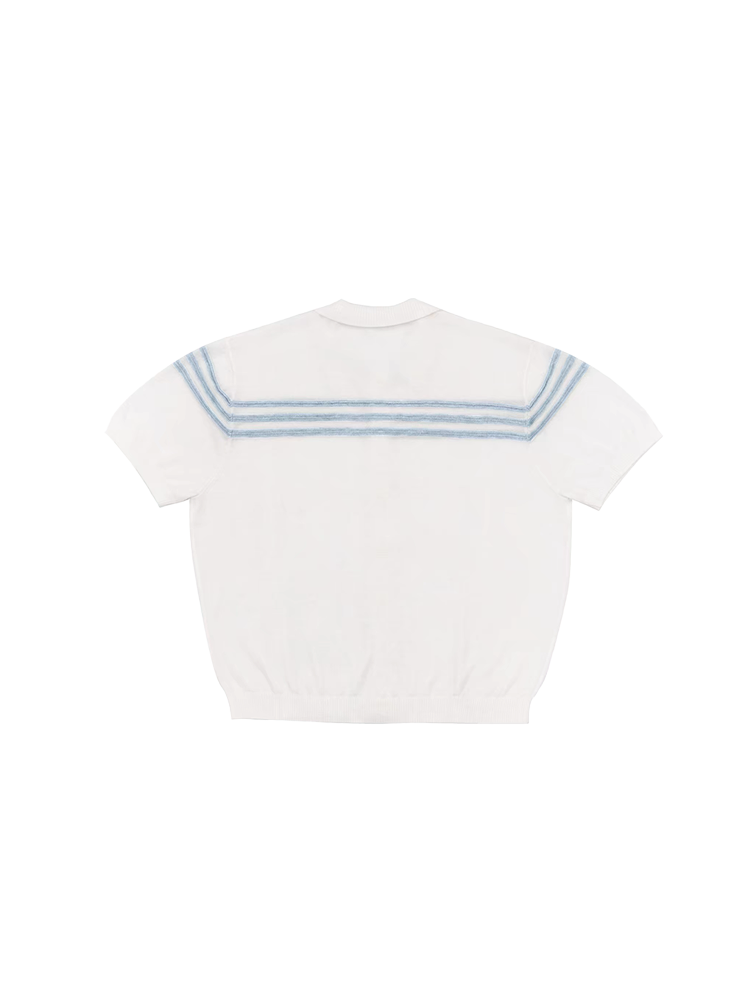 IN EXISTENCE Jacquard-Trim Wool-Blend Knit Half Shirt-Half shirt-S (1)-Blue (S M for Preorder)-Free Shipping Leatheretro