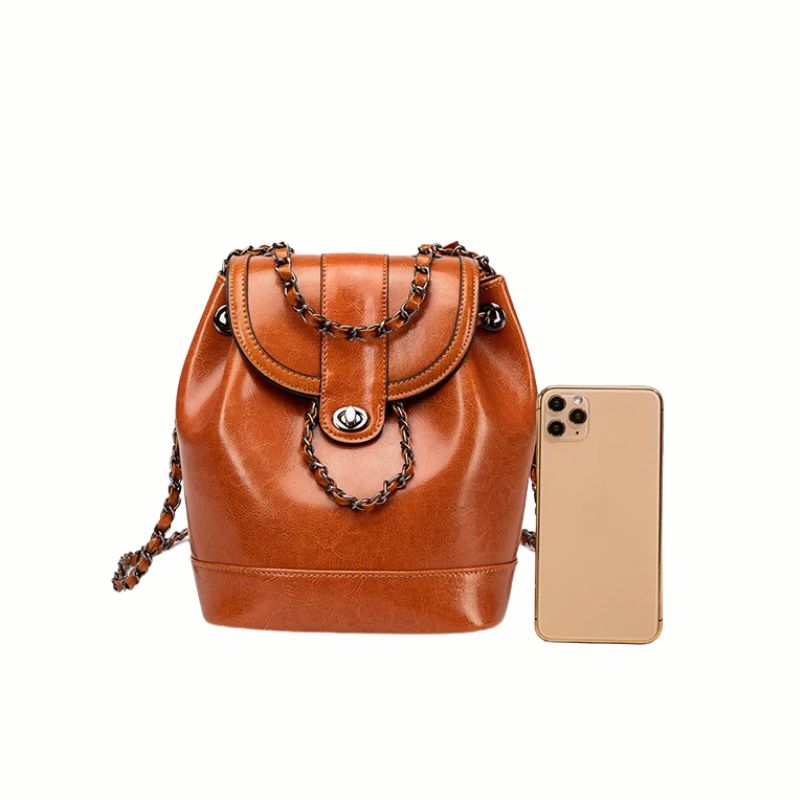 Retro Chain Shoulder Crossbody Backpack-Backpacks-Caramel-Free Shipping Leatheretro