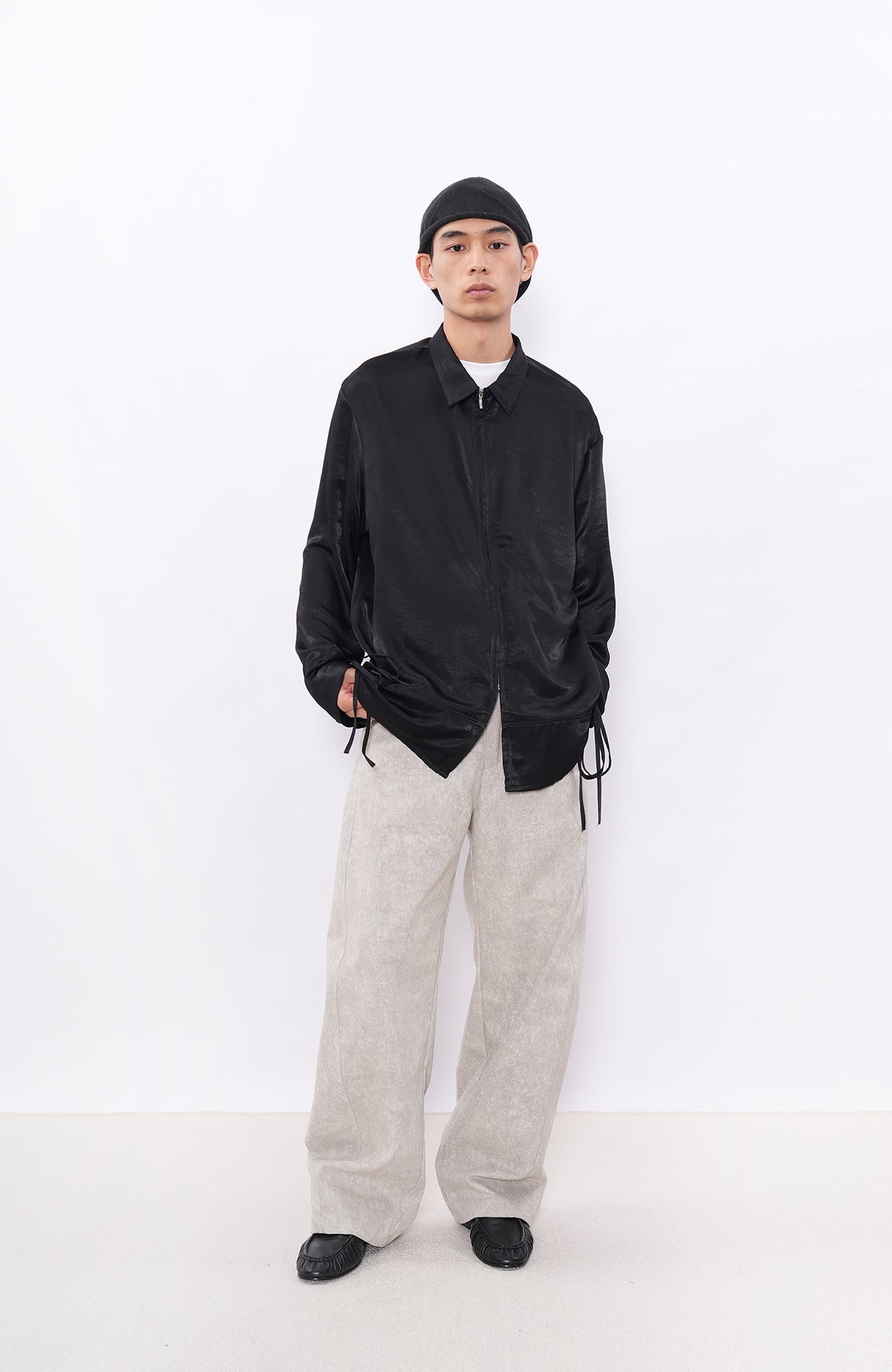 7440 37 1 Cement-Texture Curved-Leg Pants-Pants-S (Preorder)-Free Shipping Leatheretro
