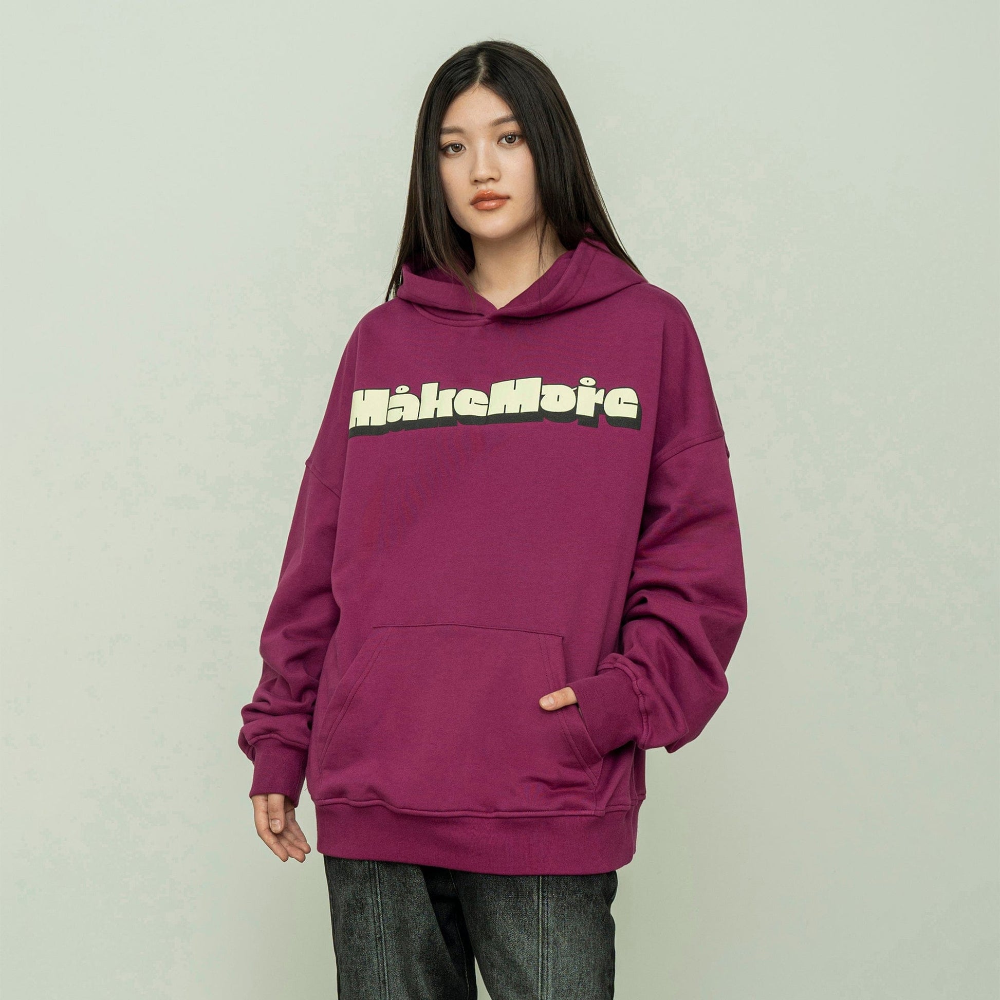 MAKEMORE Comic LOGO Hoodie-Hoodie-S-Purple-Free Shipping Leatheretro