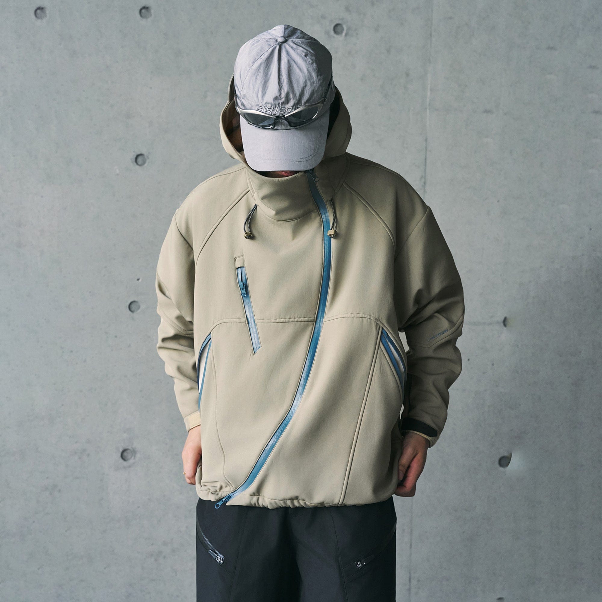 ENSHADOWER Deconstructed Asymmetrical Windbreaker-Jacket-S-Khaki-Free Shipping Leatheretro