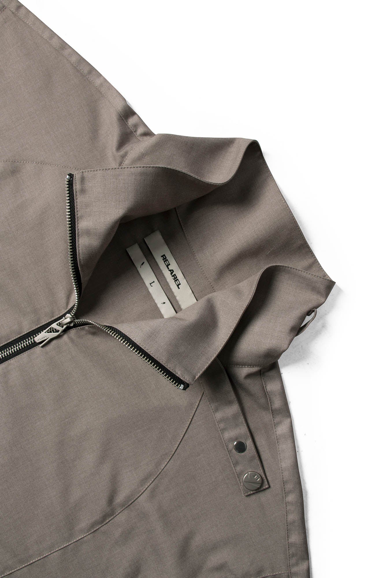 RELABEL Utility Stand Collar Half-Sleeve Jacket-Jacket-XS-Gray-Free Shipping Leatheretro