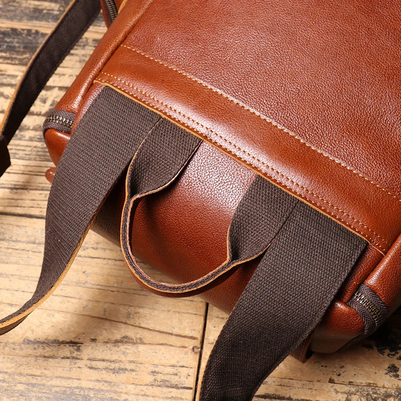 Cowhide Leather Backpack – High-Capacity Men’s Travel, Hiking & Laptop Satchel Bag-Backpacks-Brown-Free Shipping Leatheretro