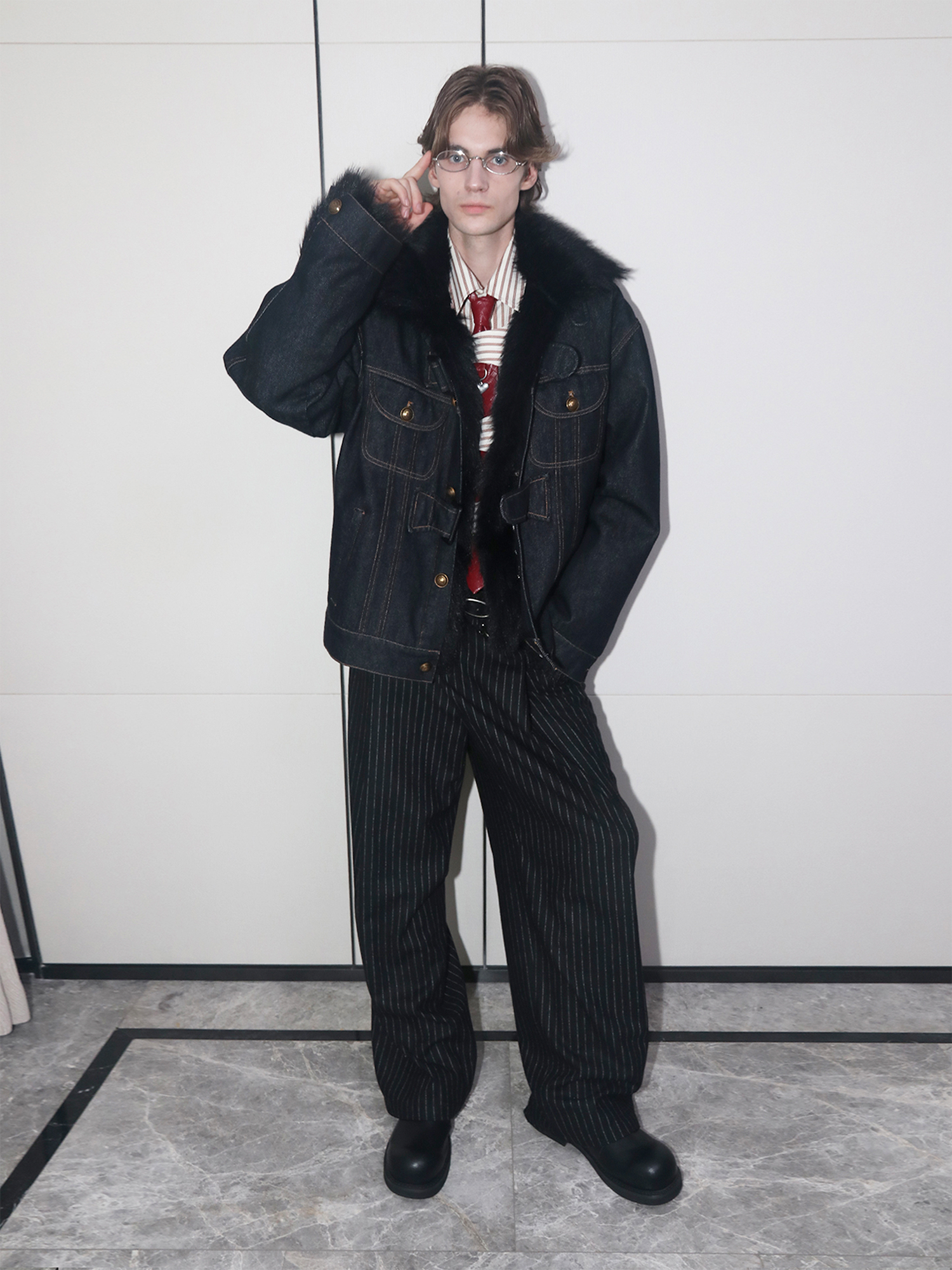 ASSEEN Detachable Faux Fur Linner Denim Jacket-Jacket-S-Free Shipping Leatheretro