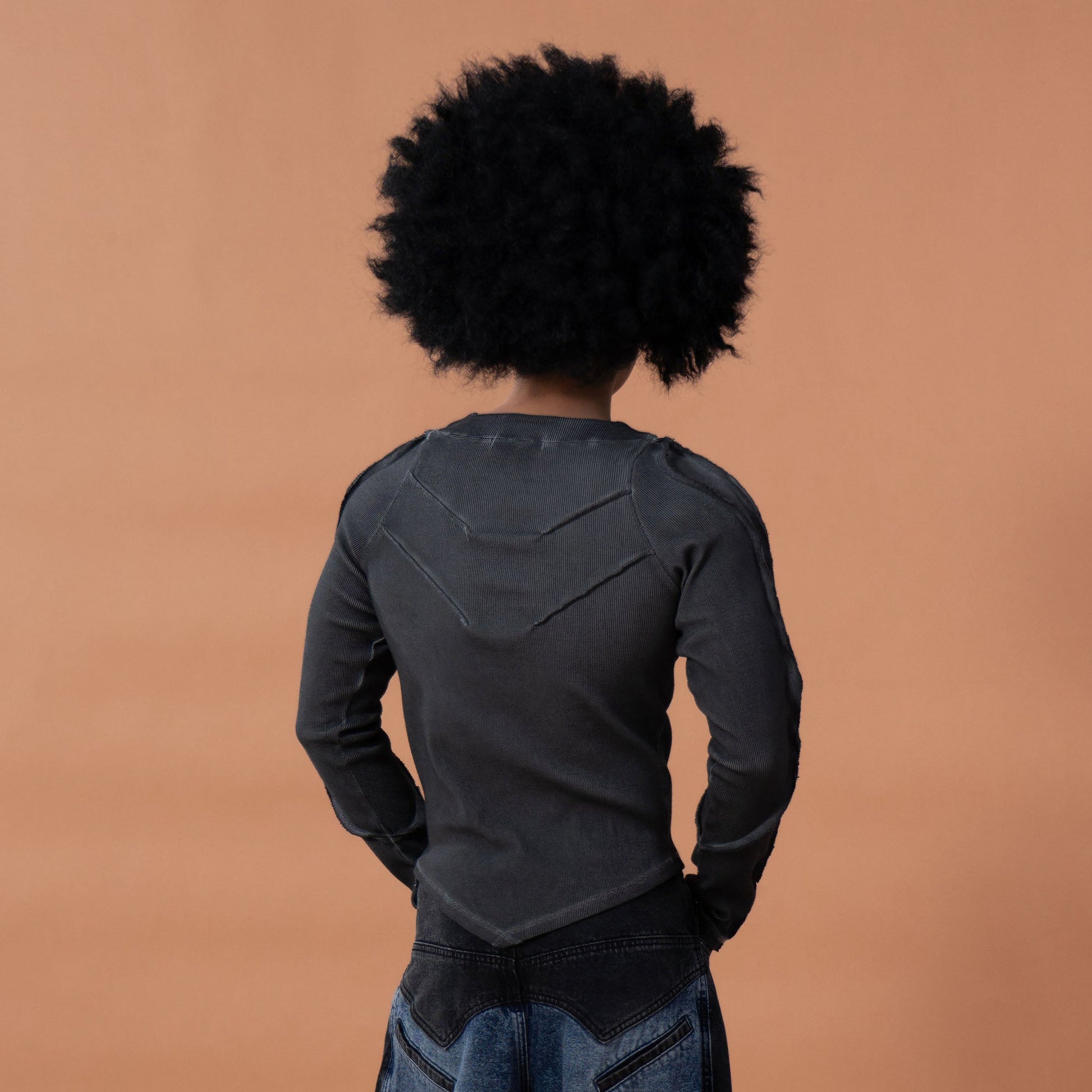 CLP Distressed Raw-Seam Paneled Long-Sleeve Tee-L/S Tee-M (Preorder)-Coffee-Free Shipping Leatheretro