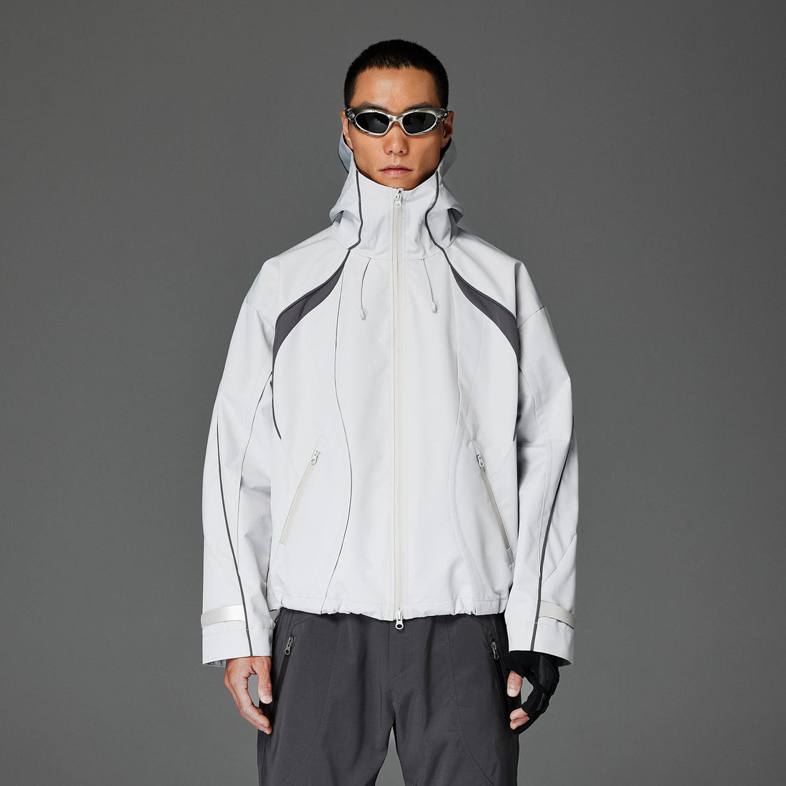 CATSSTAC Stormline Contrast Panel Zip Jacket-Jacket-M-Light Gray-Free Shipping Leatheretro