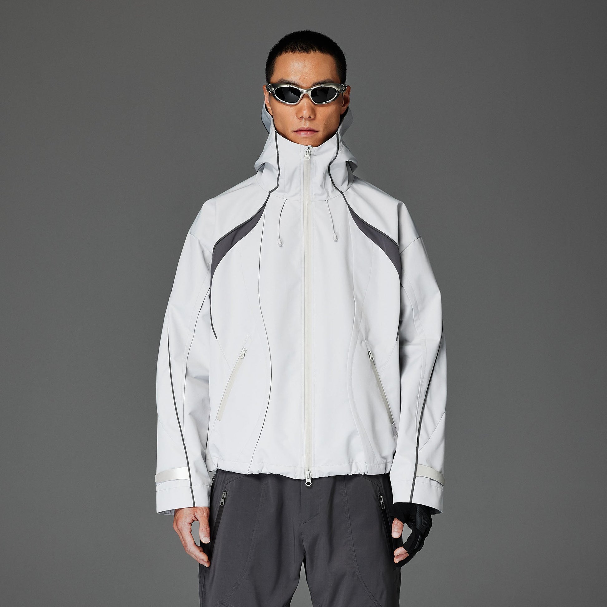 CATSSTAC Stormline Contrast Panel Zip Jacket-Jacket-M-Light Gray-Free Shipping Leatheretro