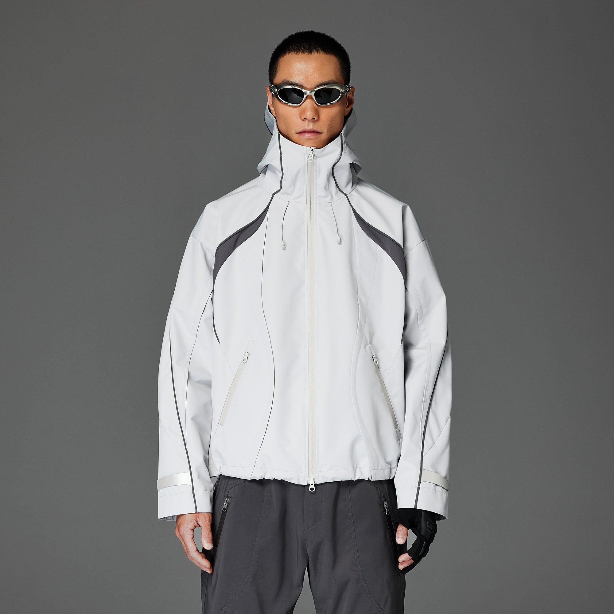 CATSSTAC Stormline Contrast Panel Zip Jacket-Jacket-M-Light Gray-Free Shipping Leatheretro