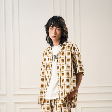 EPIC POETRY Ombre Check Spot Grid Half Shirt-Half shirt-S-Free Shipping Leatheretro