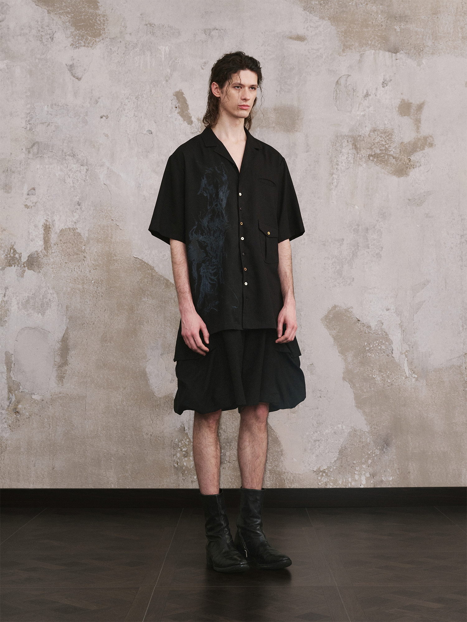 ILNya Nieternite Nifutur Tonal Graphic Cupro Half Shirt-Half shirt-S-Free Shipping Leatheretro