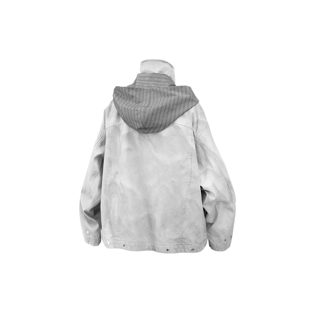 RELABEL Distressed Striped Hood Oversized Jacket