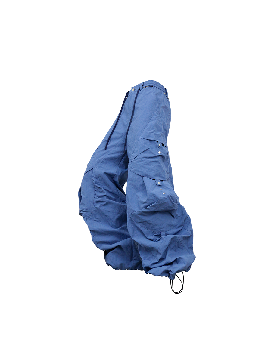 RELABEL Waterproof Nylon Drawstring Oversized Cargo Blue-Pants-XS (Preorder)-Free Shipping Leatheretro