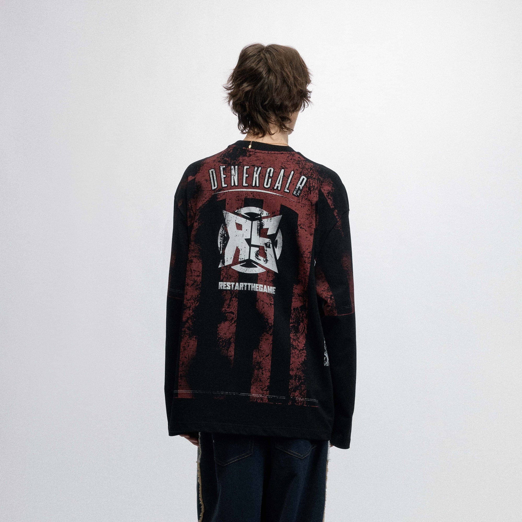 OVDY Retro Distressed Long-Sleeve Jersey-L/S Tee-S-Black-Free Shipping Leatheretro