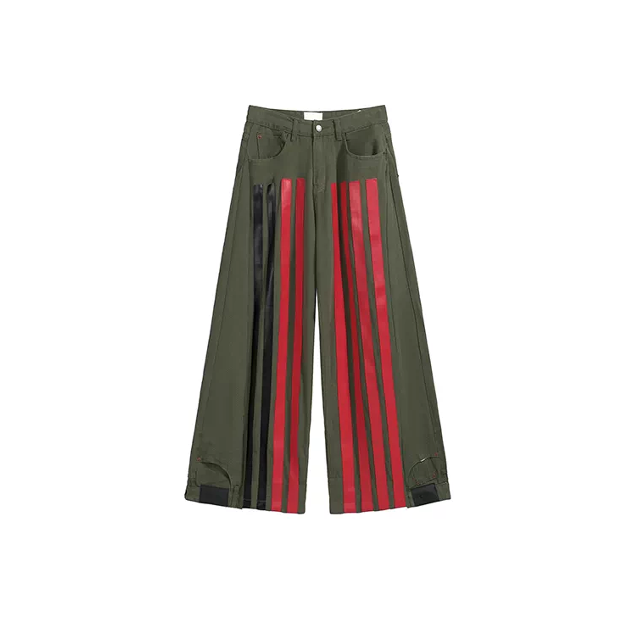 NOTHINGNESS WORLD Four-Stripe Wide-Leg Sweatpants-Pants-S-Green-Free Shipping Leatheretro