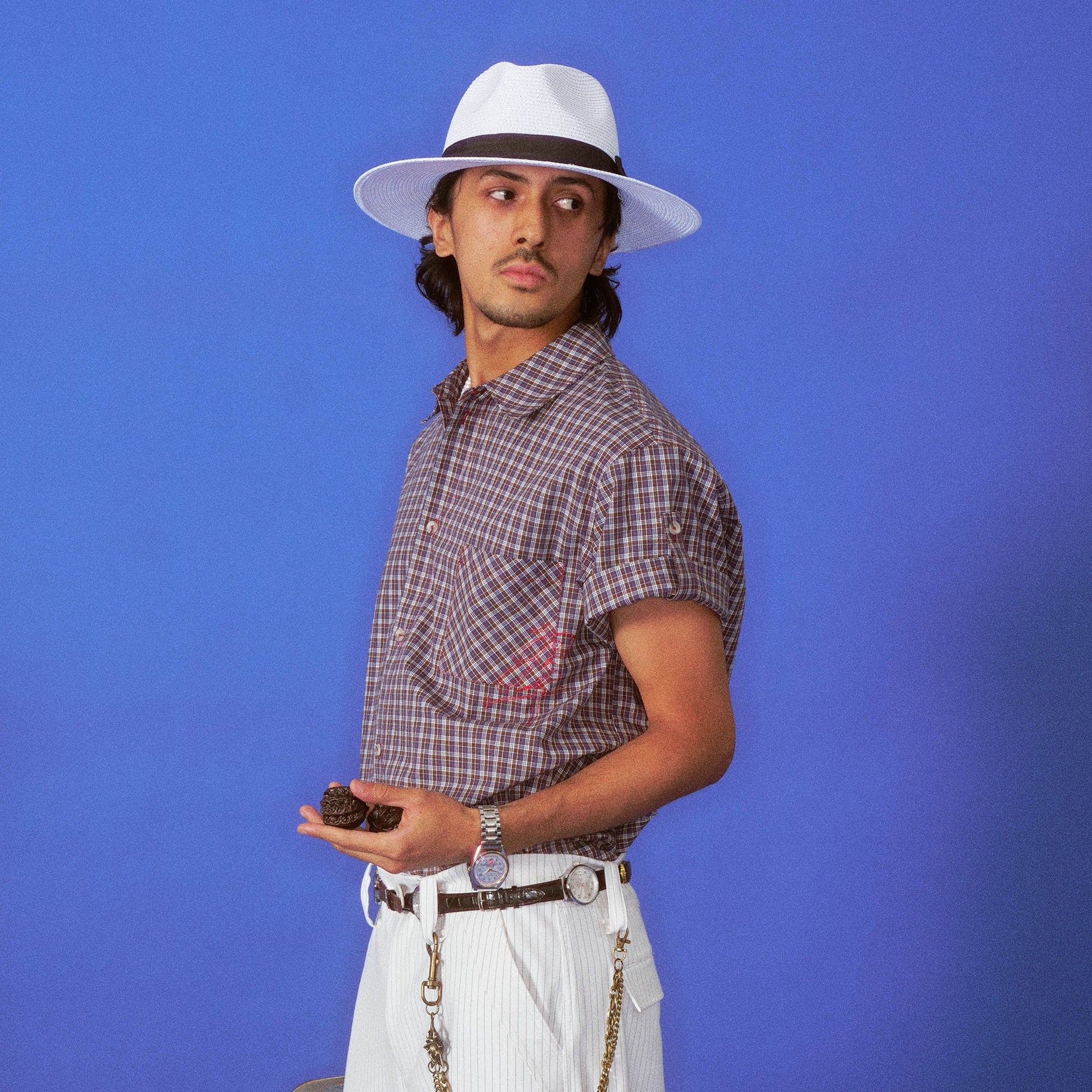 TRECLUB Retro Plaid Embroidered Rolled-Sleeve Half Shirt-Half shirt-S-Free Shipping Leatheretro