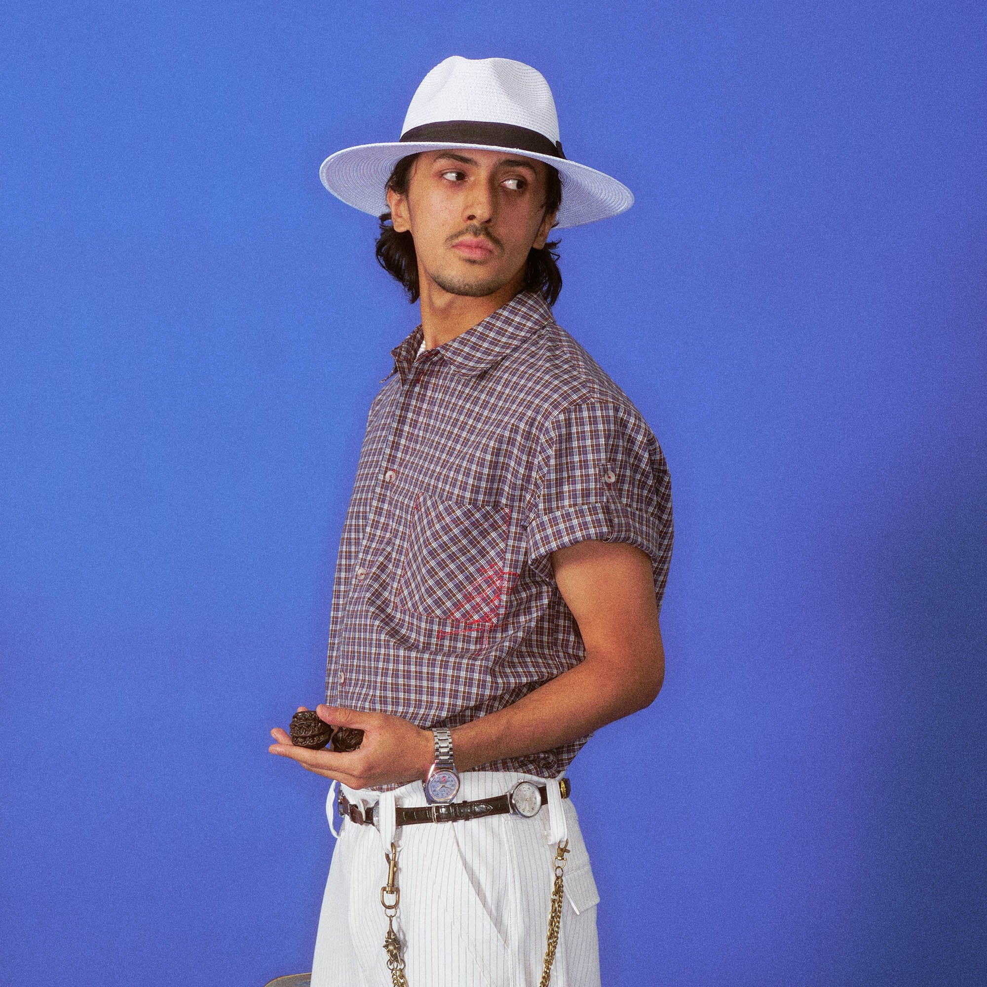 TRECLUB Retro Plaid Embroidered Rolled-Sleeve Half Shirt-Half shirt-S-Free Shipping Leatheretro