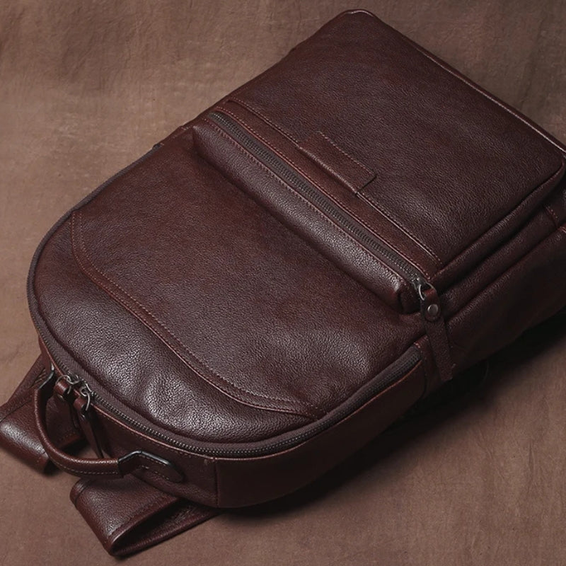 Luxury Leather Laptop Travel Backpack - Premium Professional Business Backpacks-Backpacks-Brown-Free Shipping Leatheretro
