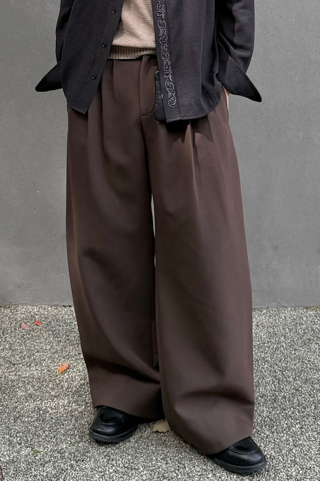 CATSSTAC Wool-Blend Multi-Pleats Oversized Trousers-Pants-M-Black-Free Shipping Leatheretro