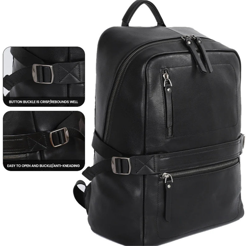Men’s Business Commute Backpack – Modern Travel Tech Device Bag-Backpacks-Black-Free Shipping Leatheretro