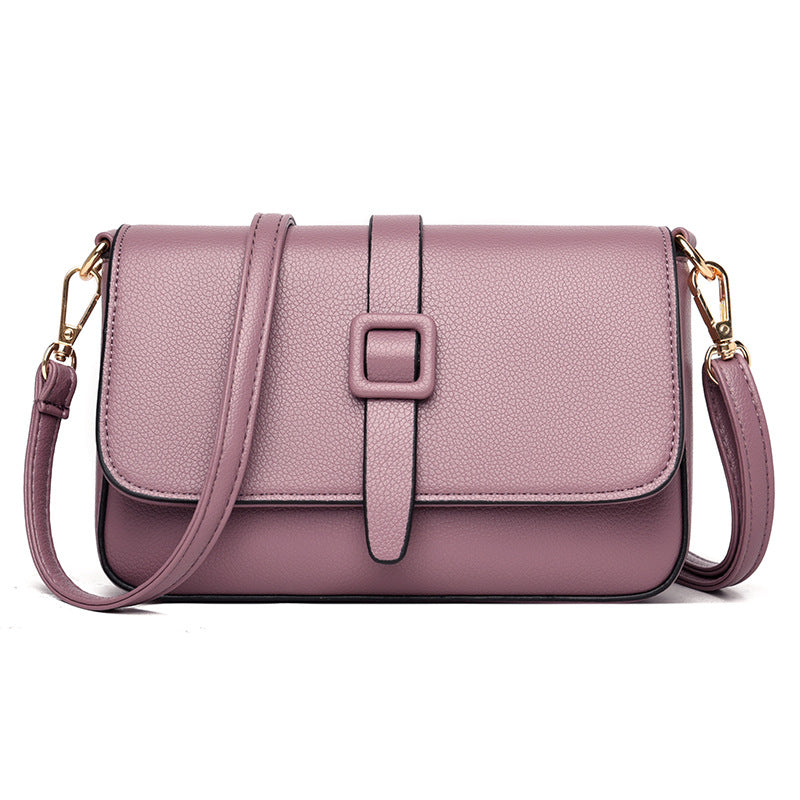 Women’s Small Square Crossbody Bag - Minimalist Leather Flap Bag-Crossbody Bag-Purple-Free Shipping Leatheretro