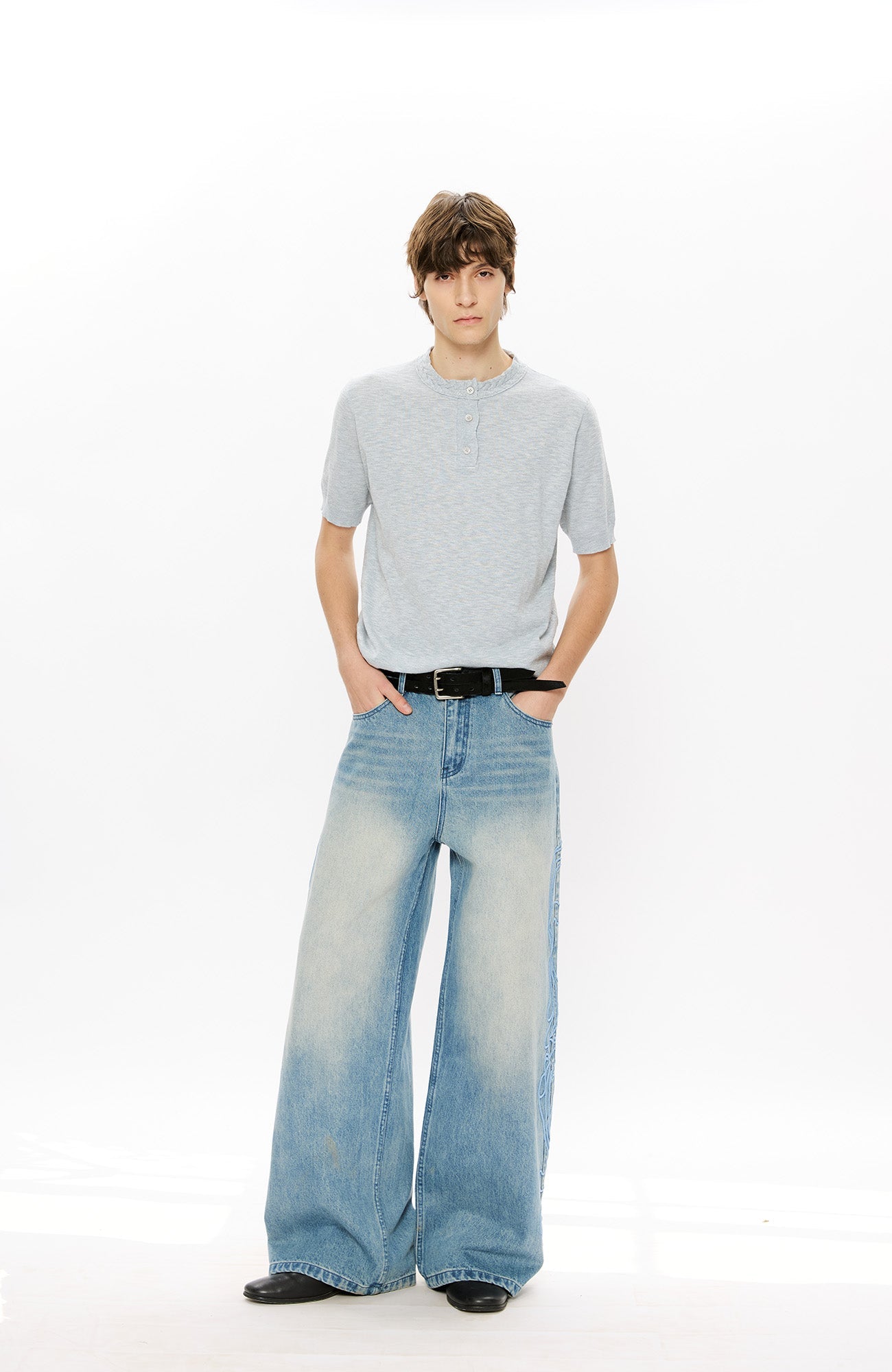 KREATE Totem Embroidered Jeans-Jeans-S-Free Shipping Leatheretro