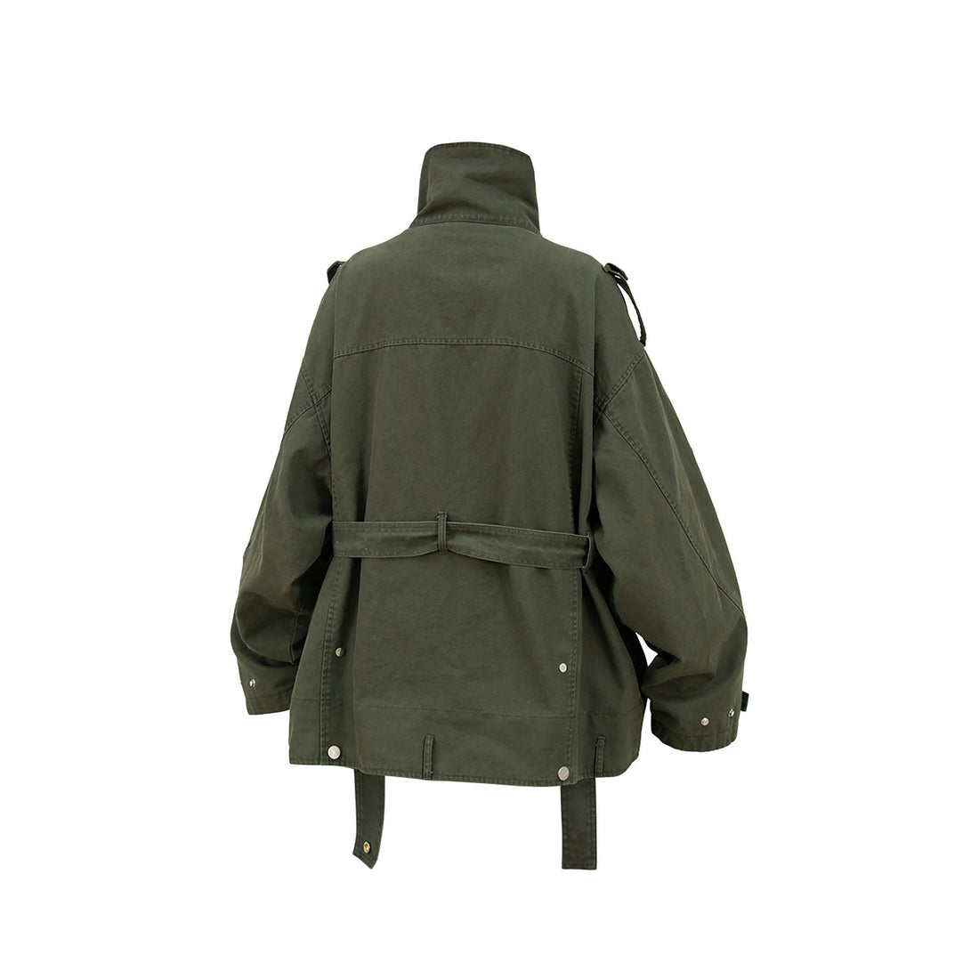 RELABEL Retro Multi-Pocket Snap-Hem Convertible Jacket Green