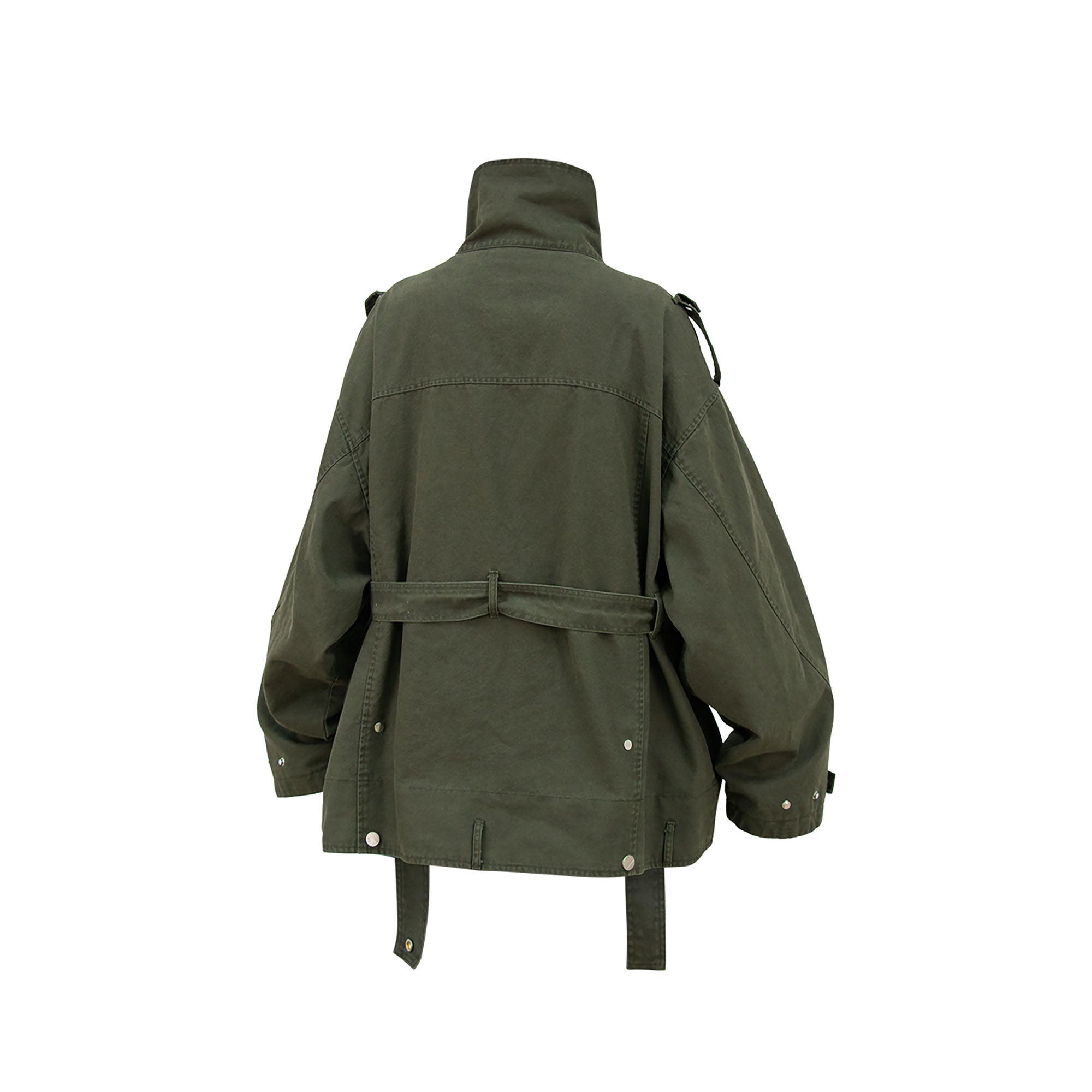 RELABEL Retro Multi-Pocket Snap-Hem Convertible Jacket Green-Jacket-XS-Free Shipping Leatheretro