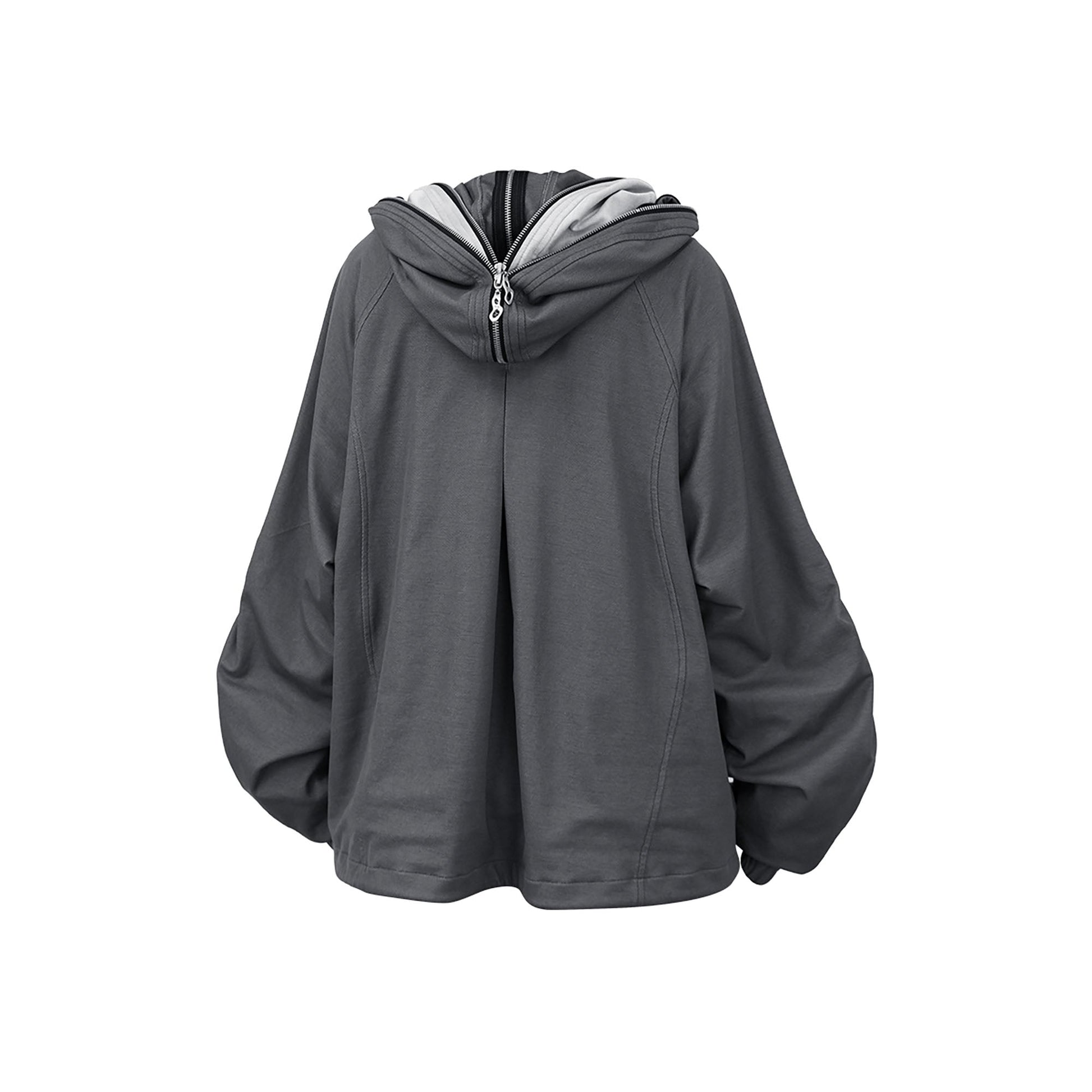 RELABEL Layered Multi-Zip Mask Hood Jacket Gray-Jacket-XS-Free Shipping Leatheretro