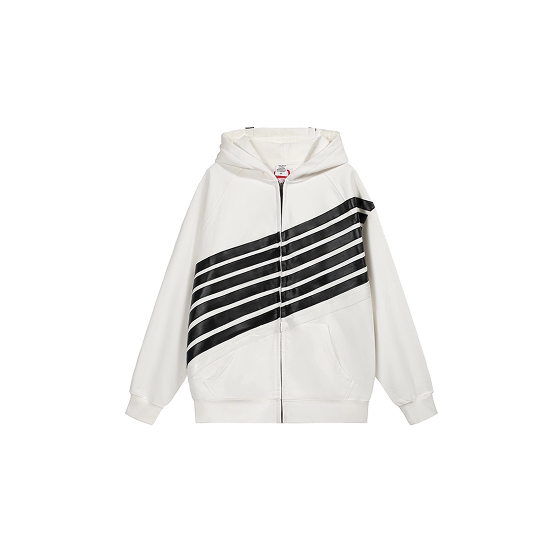 NOTHINGNESS WORLD Four-Stripe Zip-Up Hoodie-Jacket-S-Black-Free Shipping Leatheretro