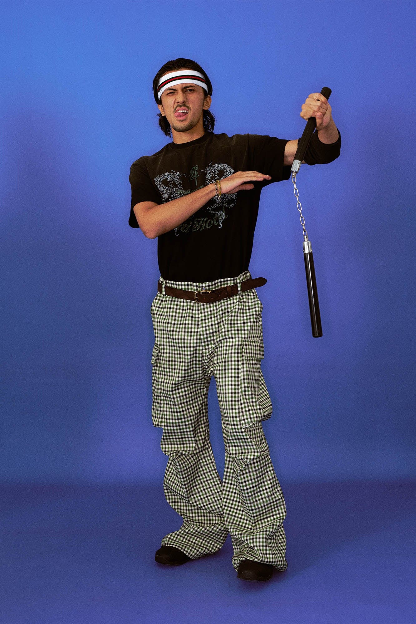 TRECLUB Plaid Multi-Pocket Crinkled Cargo Pants-Pants-S-Free Shipping Leatheretro