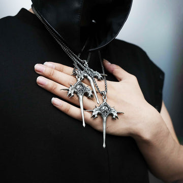SSIN7 Thorn Cross Pendant Necklace-Necklace-One Size-Free Shipping Leatheretro