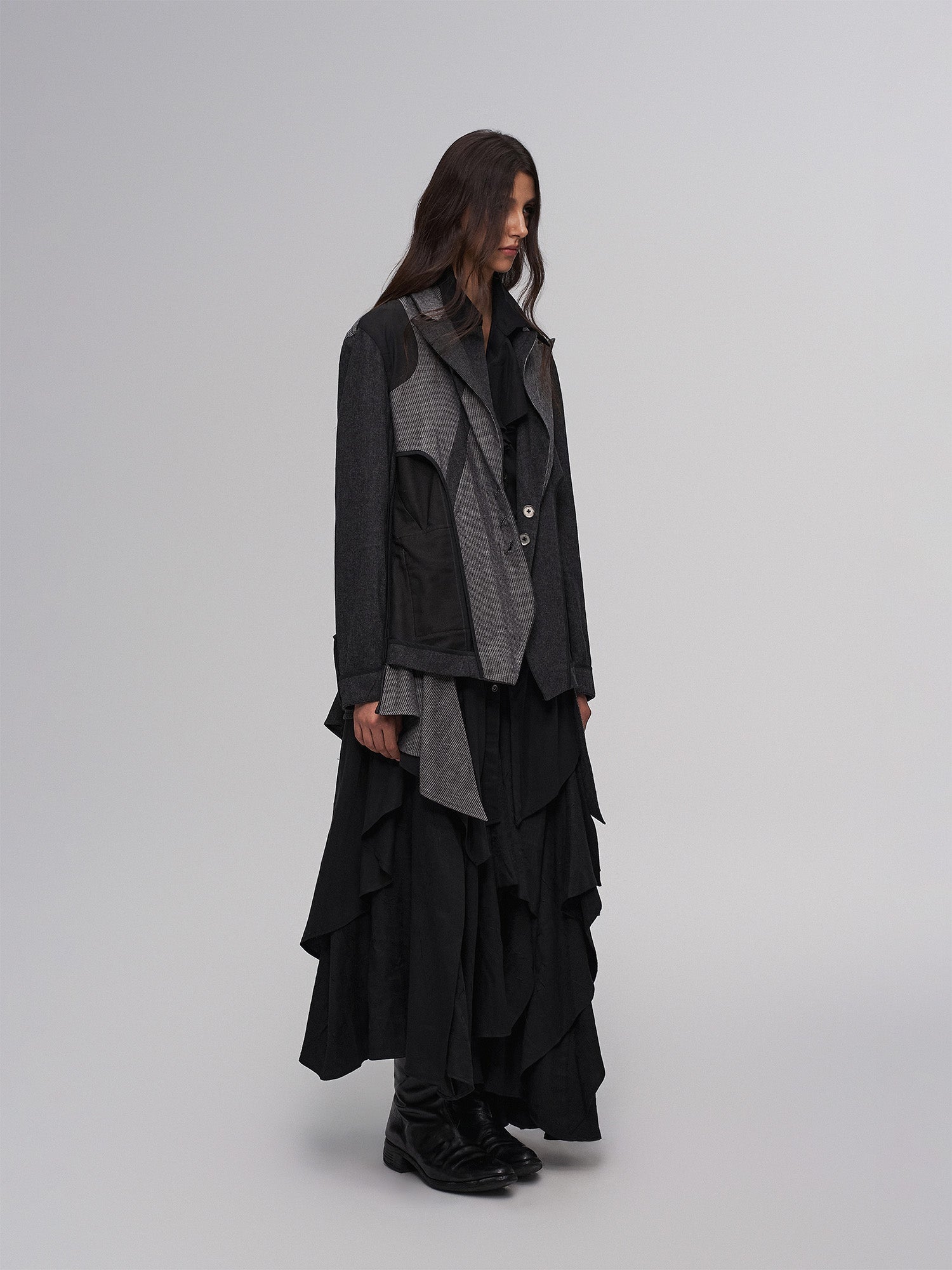 ILNya Nieternite Nifutur Asym Draped-Pleated Panel-Collar Blazer-Jacket-S (0)(Preorder)-Free Shipping Leatheretro