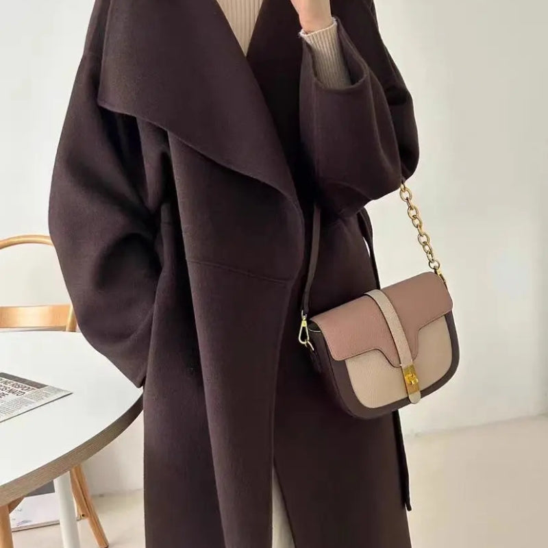 Women Luxury First Layer Saddle Bag - Compact Shoulder Crossbody Bags-Crossbody Bag-Coffee Beige-Free Shipping Leatheretro