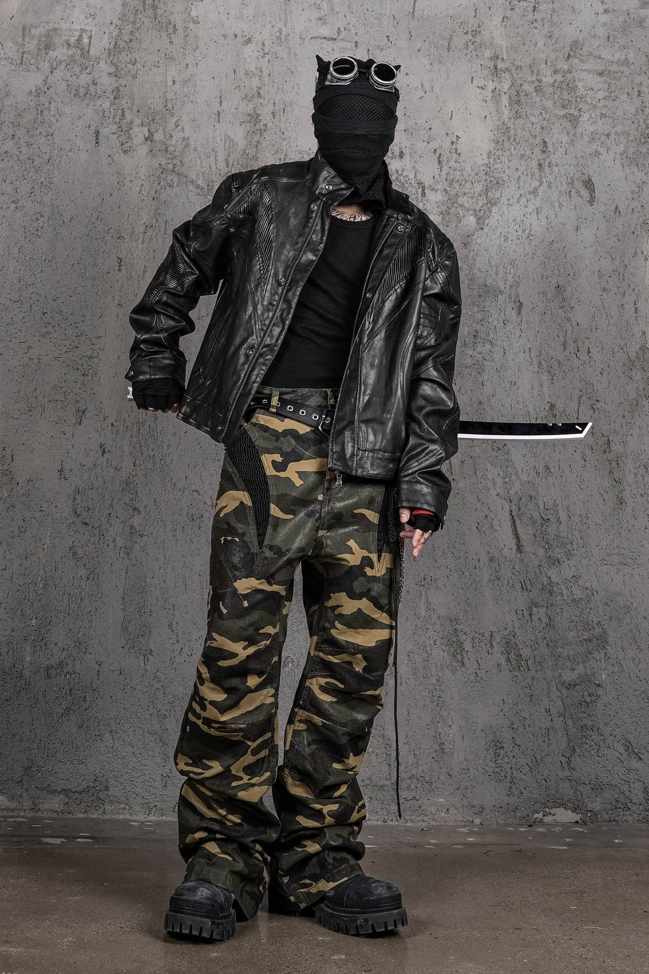 UNDERWATER Distressed Midnight Fang Faux Leather Biker Jacket-Jacket-S-Free Shipping Leatheretro