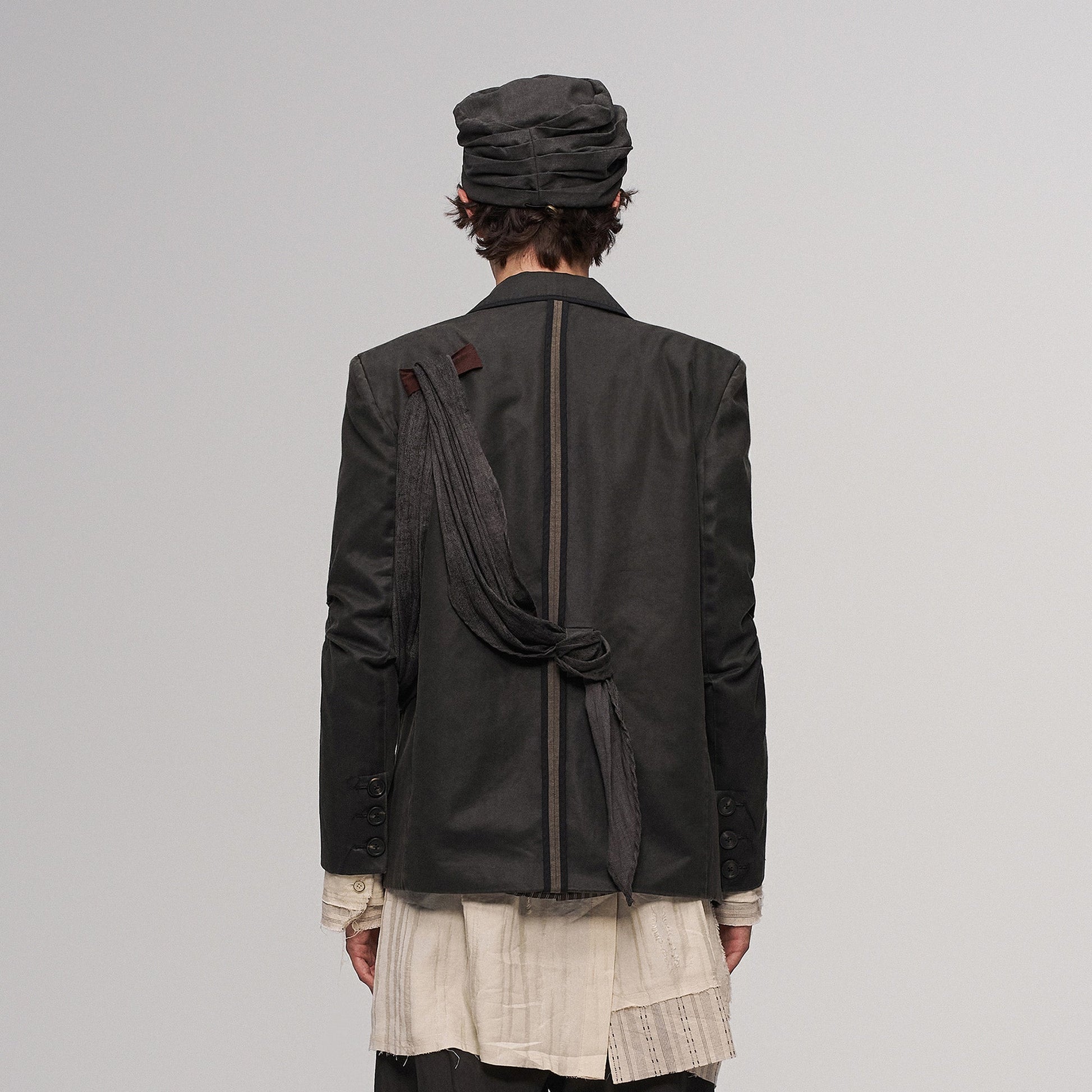 ILNya Nieternite Nifutur Crinkled Strap-Draped Panel Blazer-Jacket-S (0)(Preorder)-Free Shipping Leatheretro