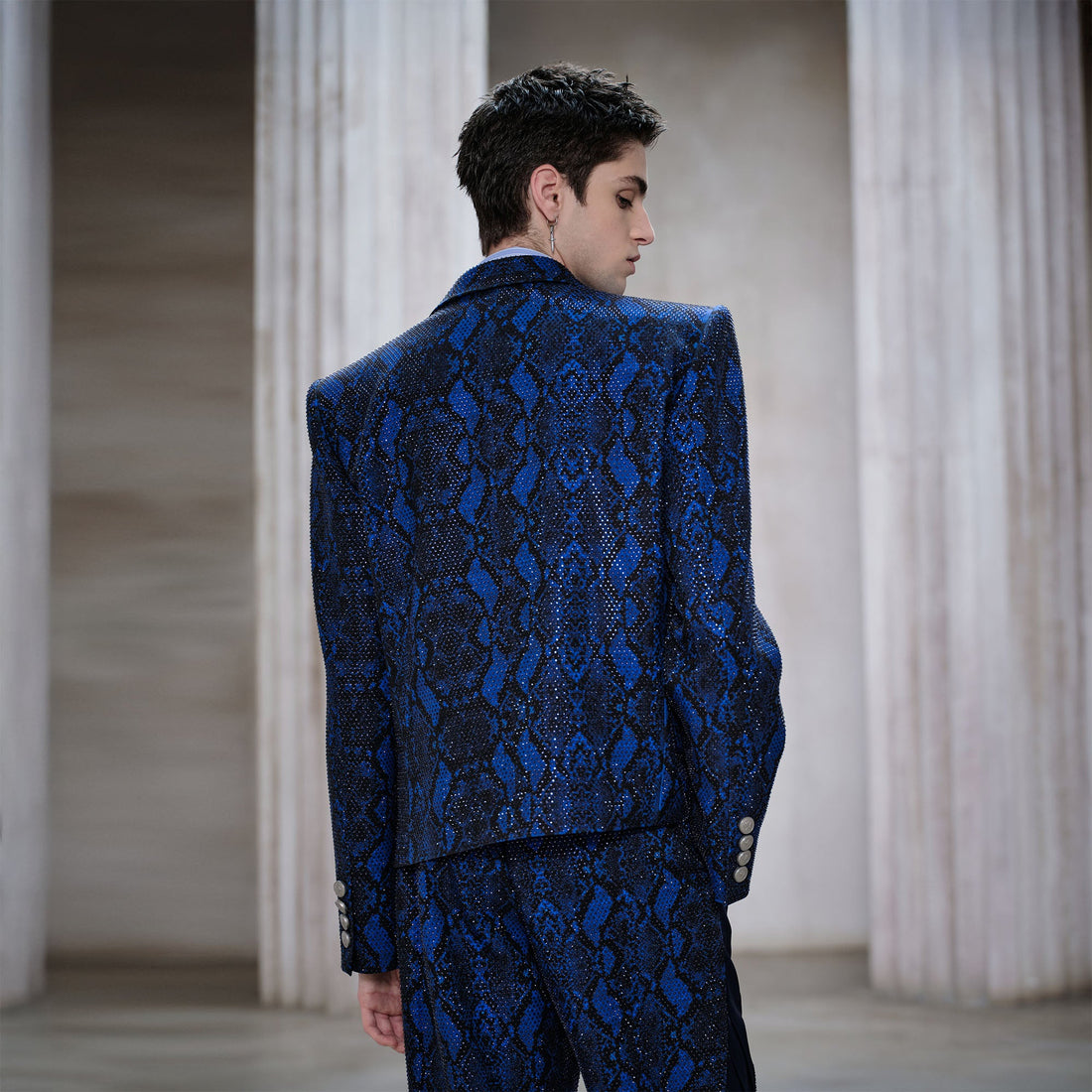 FACEONLAB Snake Diamond Double-Breasted Blazer-Jacket-M-Free Shipping Leatheretro