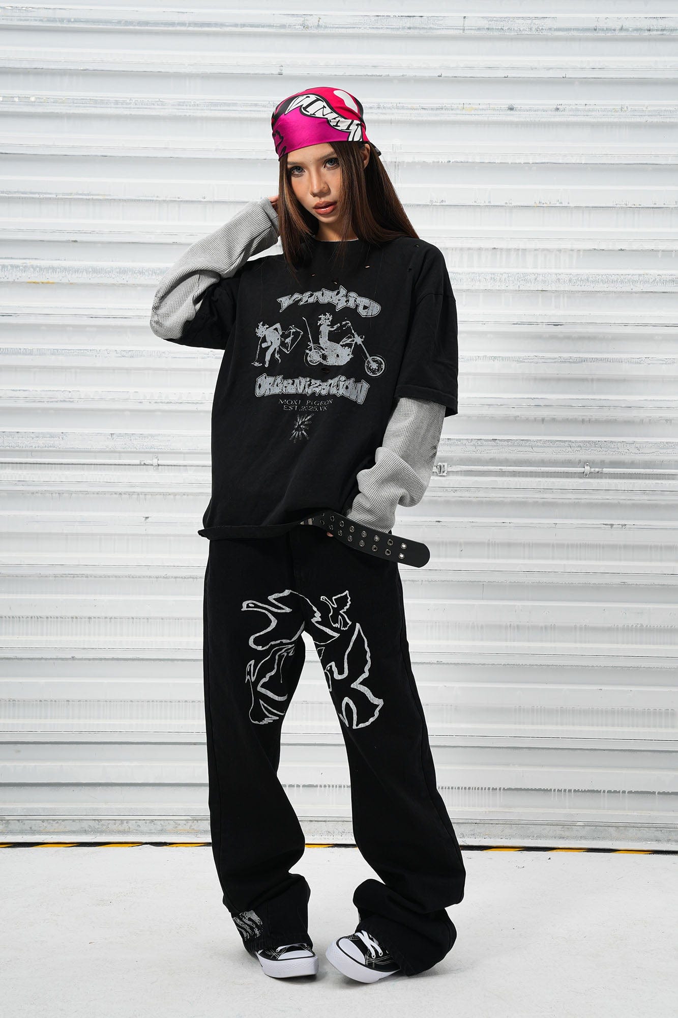 VINKID Stacked Sleeve Graphic Long-Sleeve Tee-L/S Tee-S-Free Shipping Leatheretro