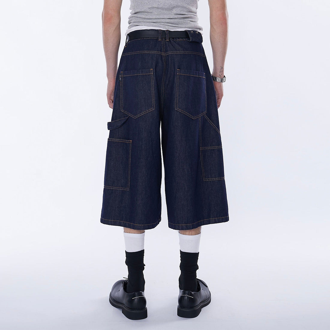 ASSEEN Double-Knee Raw Denim Shorts-Shorts-S-Free Shipping Leatheretro